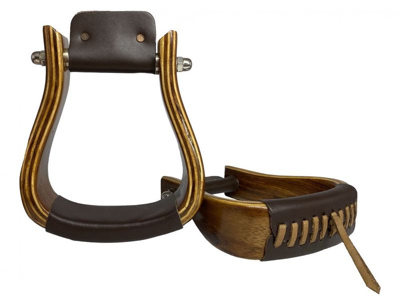 Polished Mahogany Wooden Stirrups