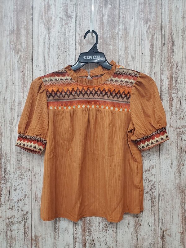 Gypsy Vibes Short Sleeve Rouched Top