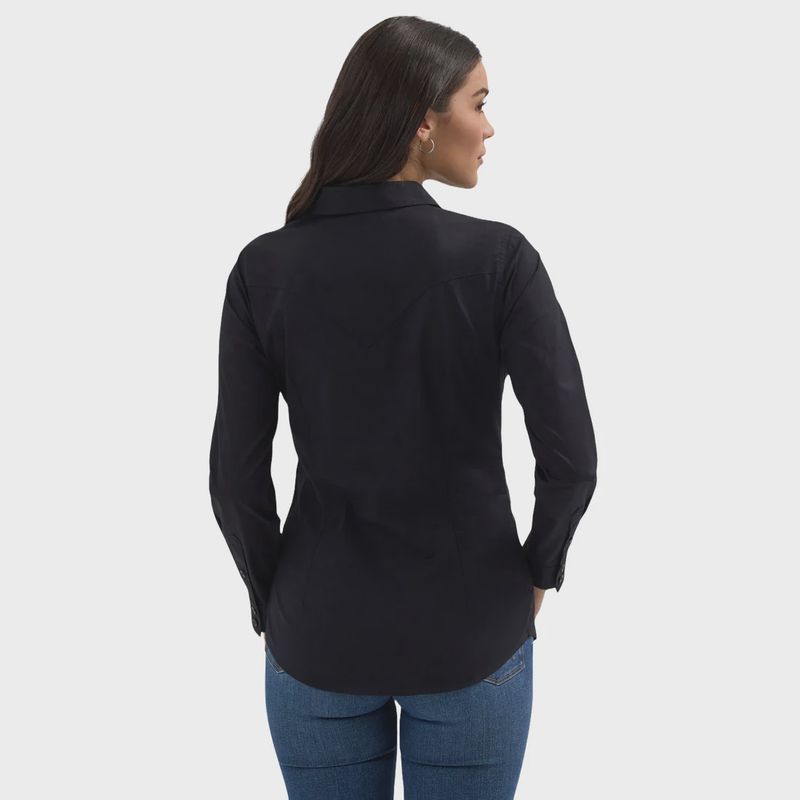 Wrangler Women's Retro Western Long Sleeve Solid Shirt