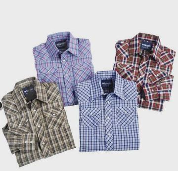 Wrangler Boys Assorted Plaid Western Shirt Style