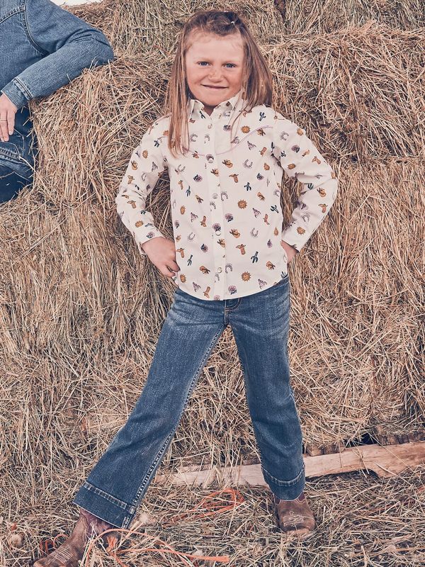 Girl's Wrangler® Wide Leg Trouser Jean (4-18) in Darci