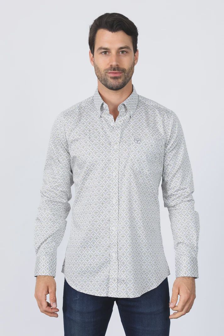 Men&#39;s Satin Cotton Modern Fit White Long Sleeve Shirt