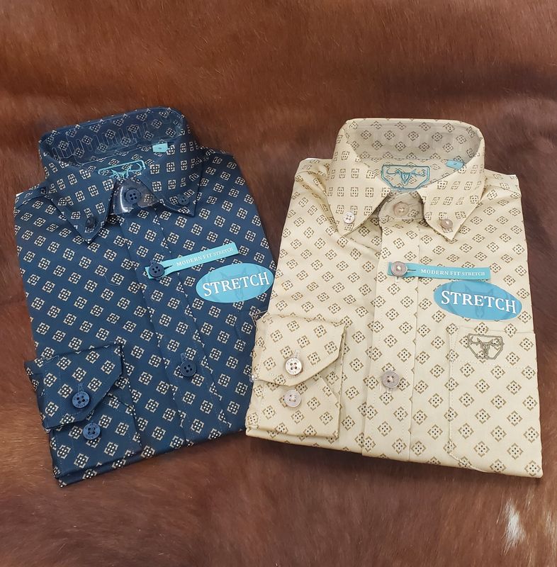 Kid&#39;s Cotton Monogram Digital Print Dress Shirt