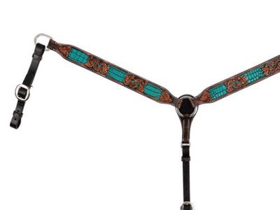 Filigree Turquoise Gator Pony Breast Collar