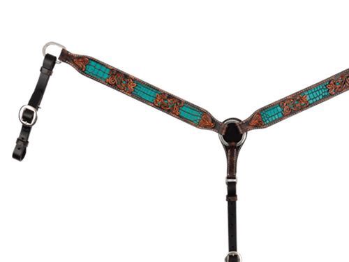 Filigree Turquoise Gator Pony Breast Collar