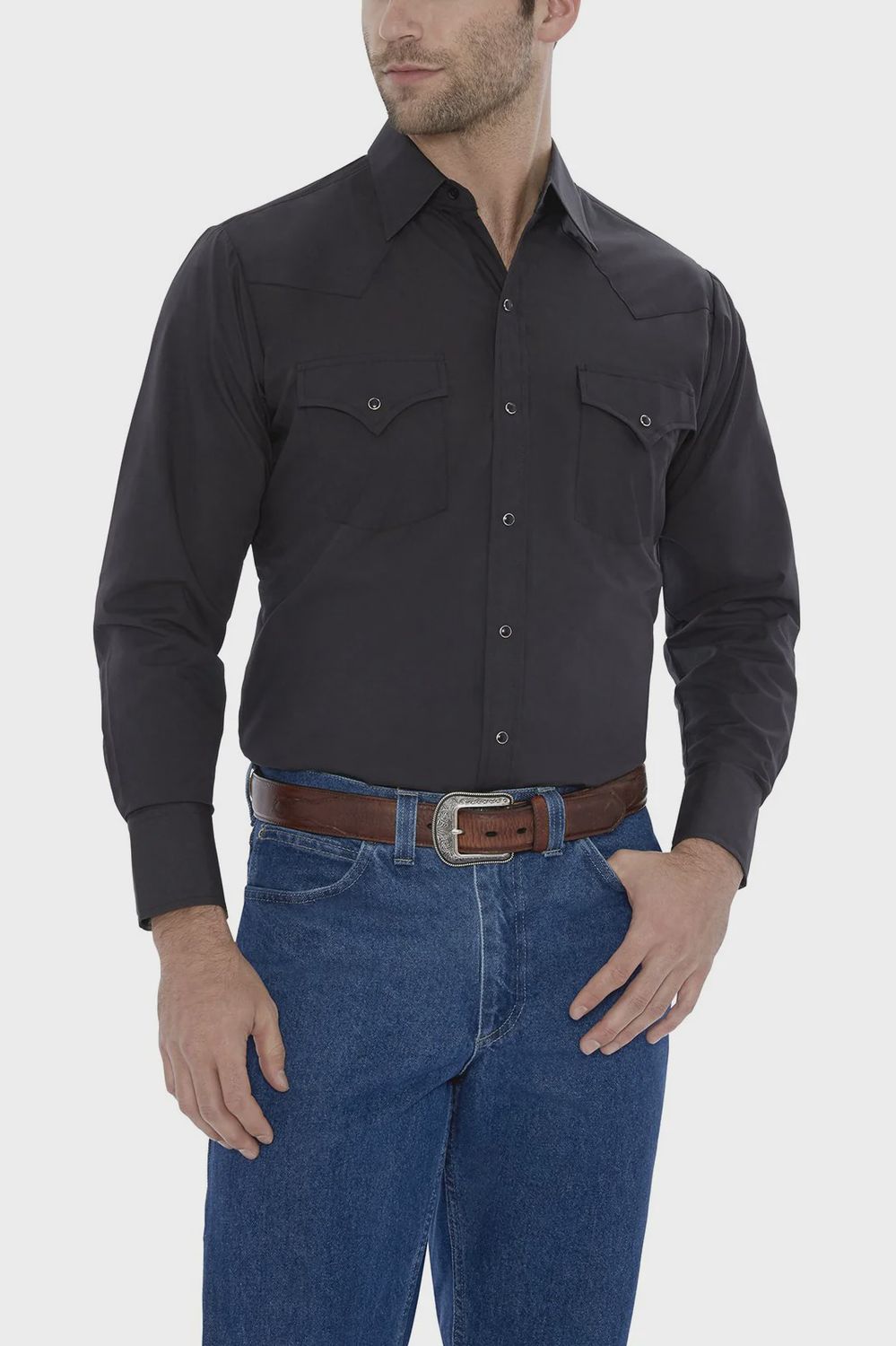 Men&#39;s Ely Cattleman Long Sleeve Solid Western Snap Shirt