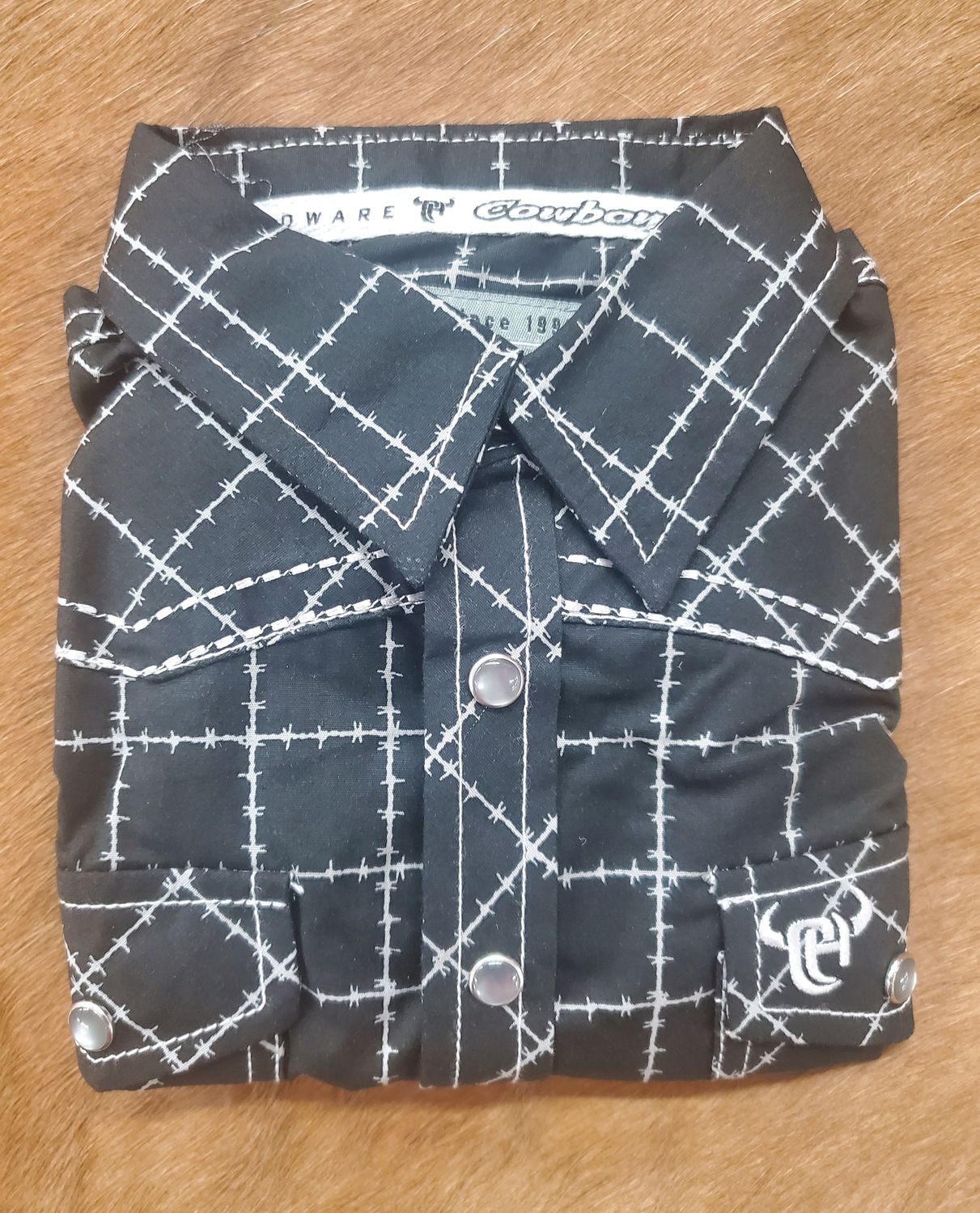 Kid&#39;s Barbed Black Long Sleeve Western Shirt