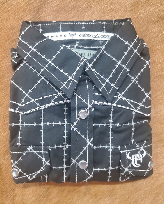 Kid&#39;s Barbed Black Long Sleeve Western Shirt