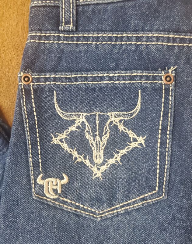 Barbed Skull Boot Cut Jean Medium Wash