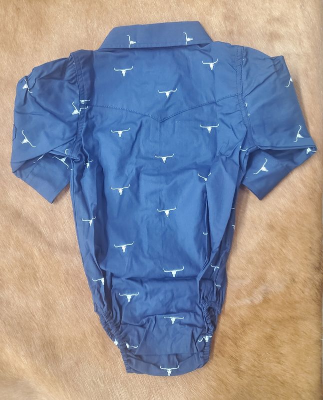Infant Romper Navy Skull Print