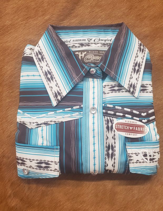 Striped Serape Long Sleeve Western Shirt