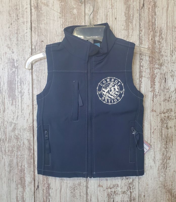 Youth Cowboy Nation Poly Shell Vest Navy