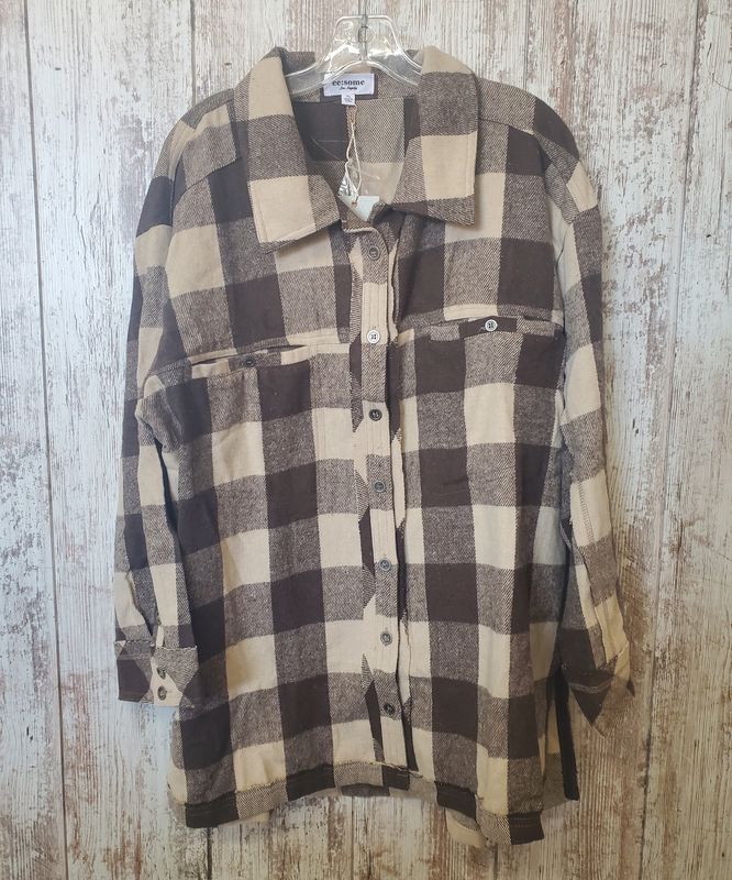 Plus Checker Print Button Down Shacket