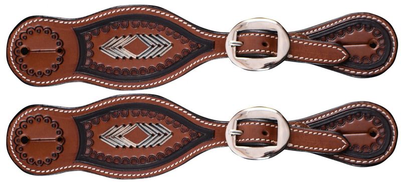Cow Leather Embossed Youth Spur Straps