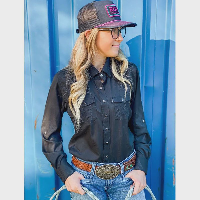 &quot;Sol&quot; Ladies LS Pearl Snap Shirt Assorted Colors