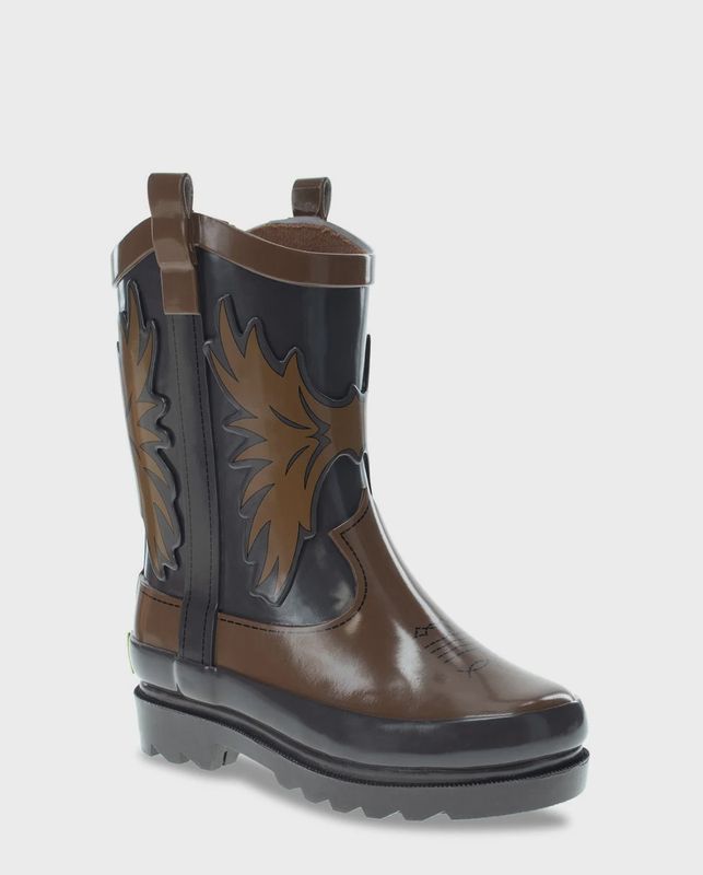 Kids Western Cowboy Rain Boot - Brown