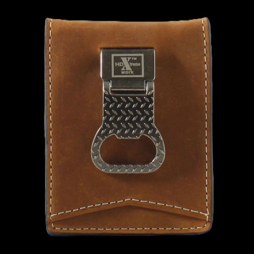 HDX Bifold Money Clip Brown Leather Wallet