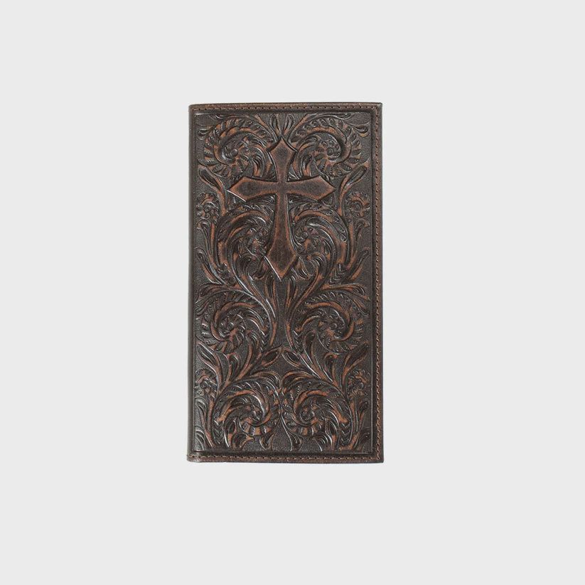 Nocona Rodeo Wallet Scroll Cross Medium Brown