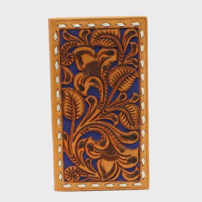 Nocona Men&#39;s Rodeo Floral Embossed Blue Wallet