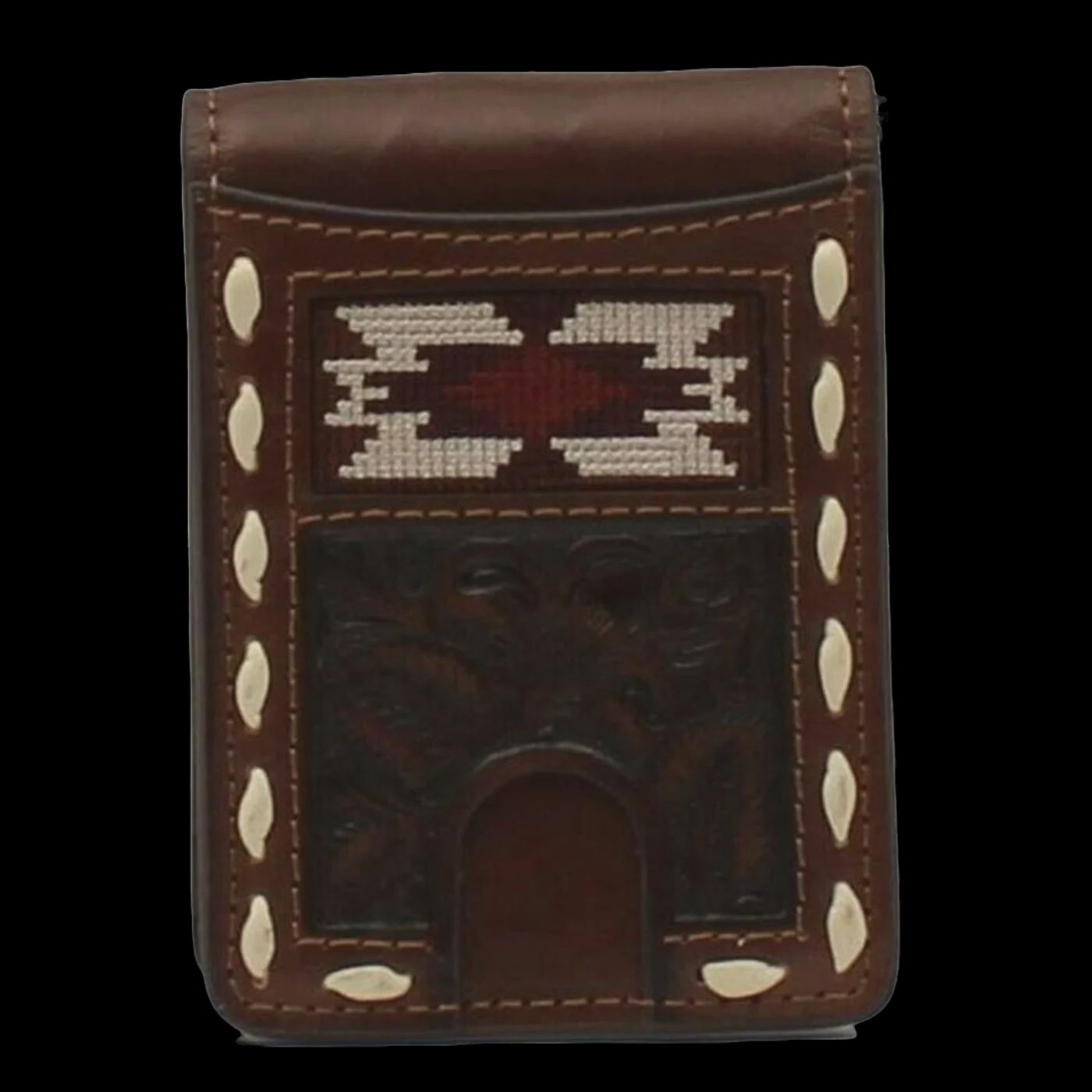 Southwestern Buck Lacing Bifold Brown Wallet