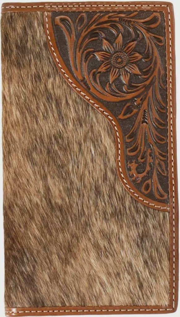 Rodeo Wallet Leather Calf Hair Floral Brown