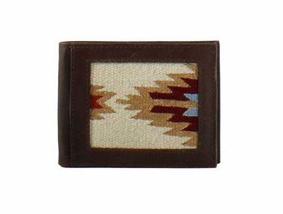 Bifold Aztec Leather Border Brown