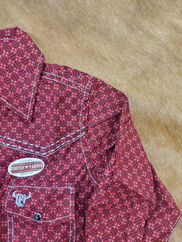 Geo Print Morse Long Sleeve Western Shirt