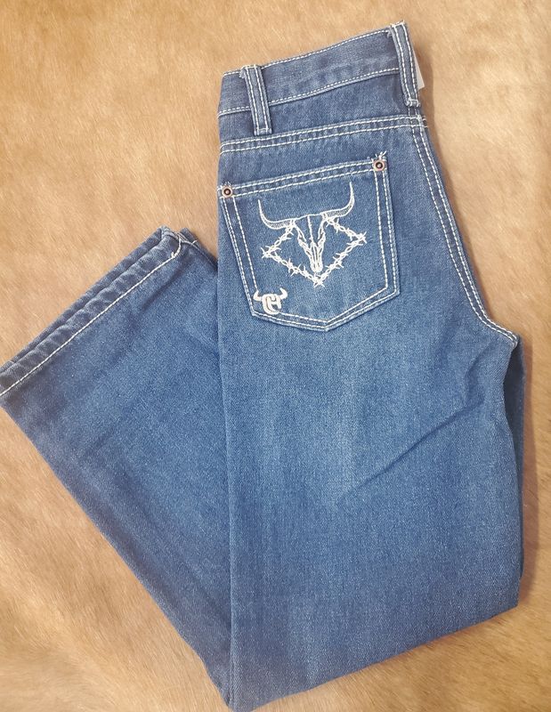 Barbed Skull Boot Cut Jean Medium Wash