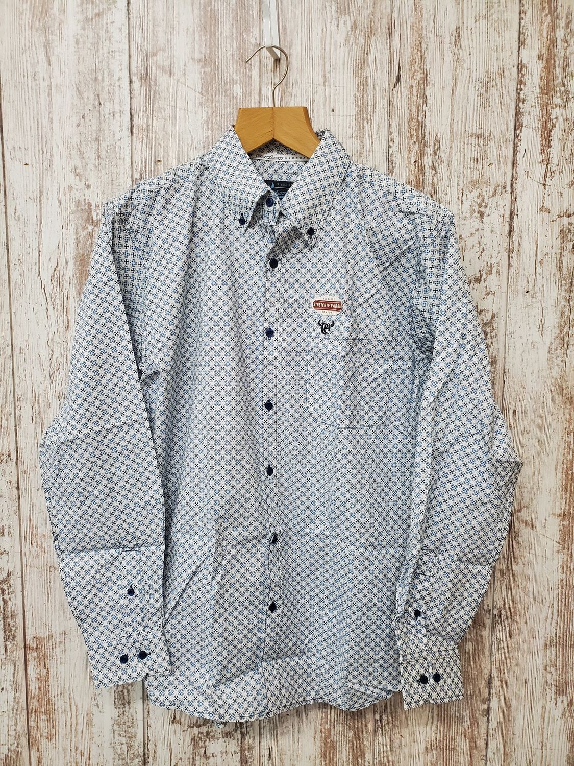 Cross Floral Long Sleeve Button Down