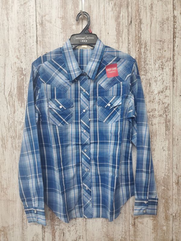 Plaid Long Sleeve Pearl Snap-Assorted Colors