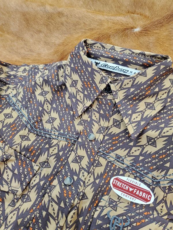 Youth Tonal Aztec Long Sleeve Snap Western Shirt