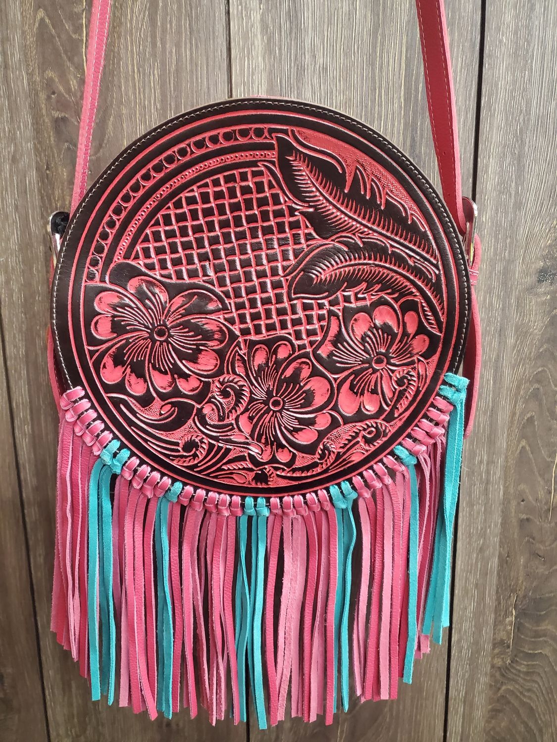 Rosa Crimson Round Bag