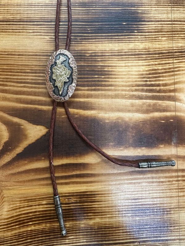 Bolo Tie Oval with Flower
