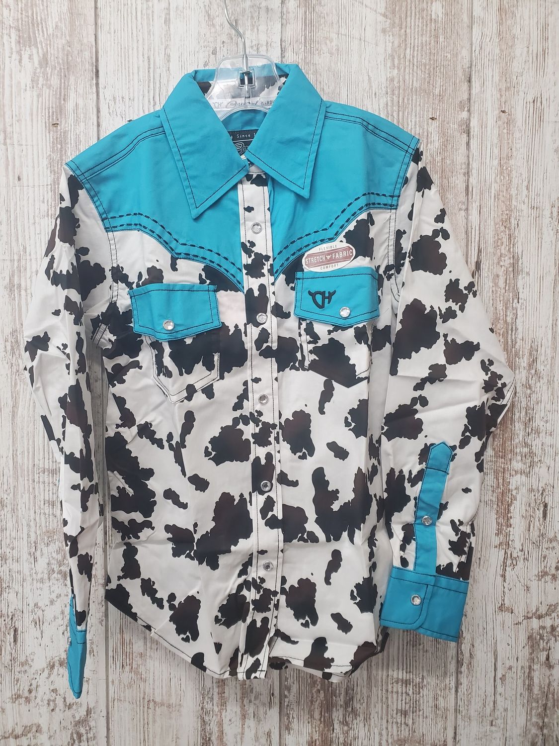 Moody Cow Print LS Western Shirt