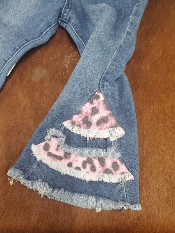 Leopard Side Ruffle Bell Bottoms