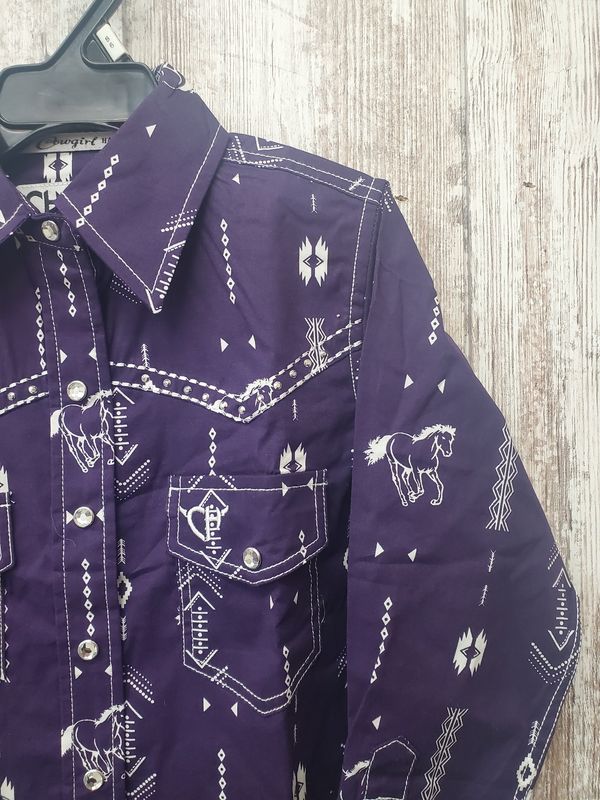 Horse Aztec Long Sleeve Snap Western Shirt