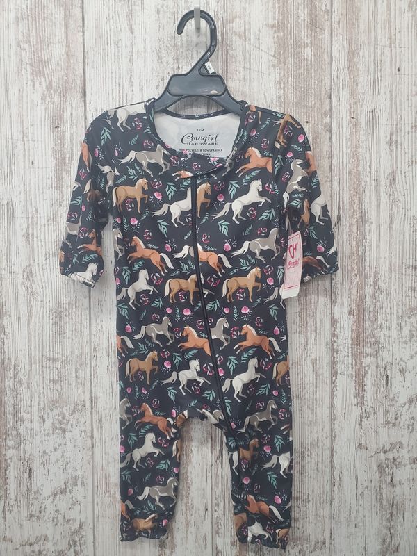 Horses &amp; Flowers Print Romper