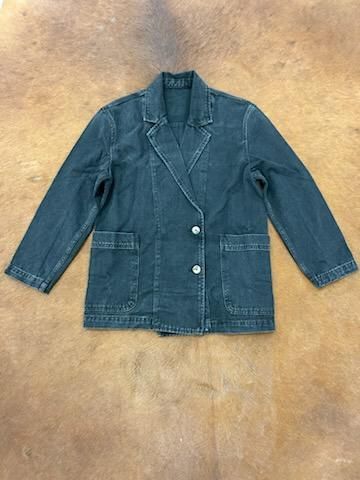 Denim Blazer with Side Pockets