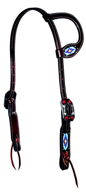 Dark Beaded One Ear Headstall