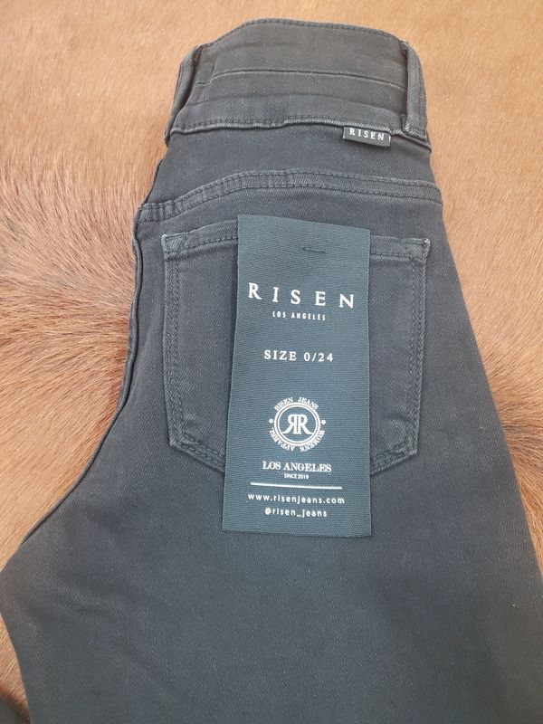 High Rise Ankle Straight Jeans Black Denim