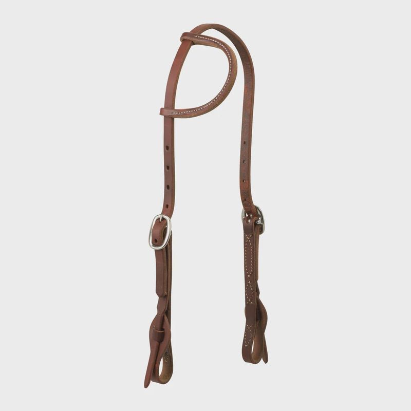 Working Tack Quick Change Single-Ply Headstall, Leather Tab Ends
