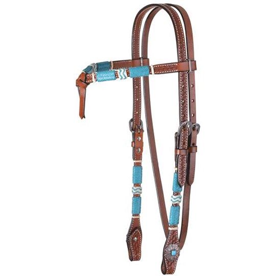 Turquoise Roundup Futurity Browband Headstall, Color: Regular Oil