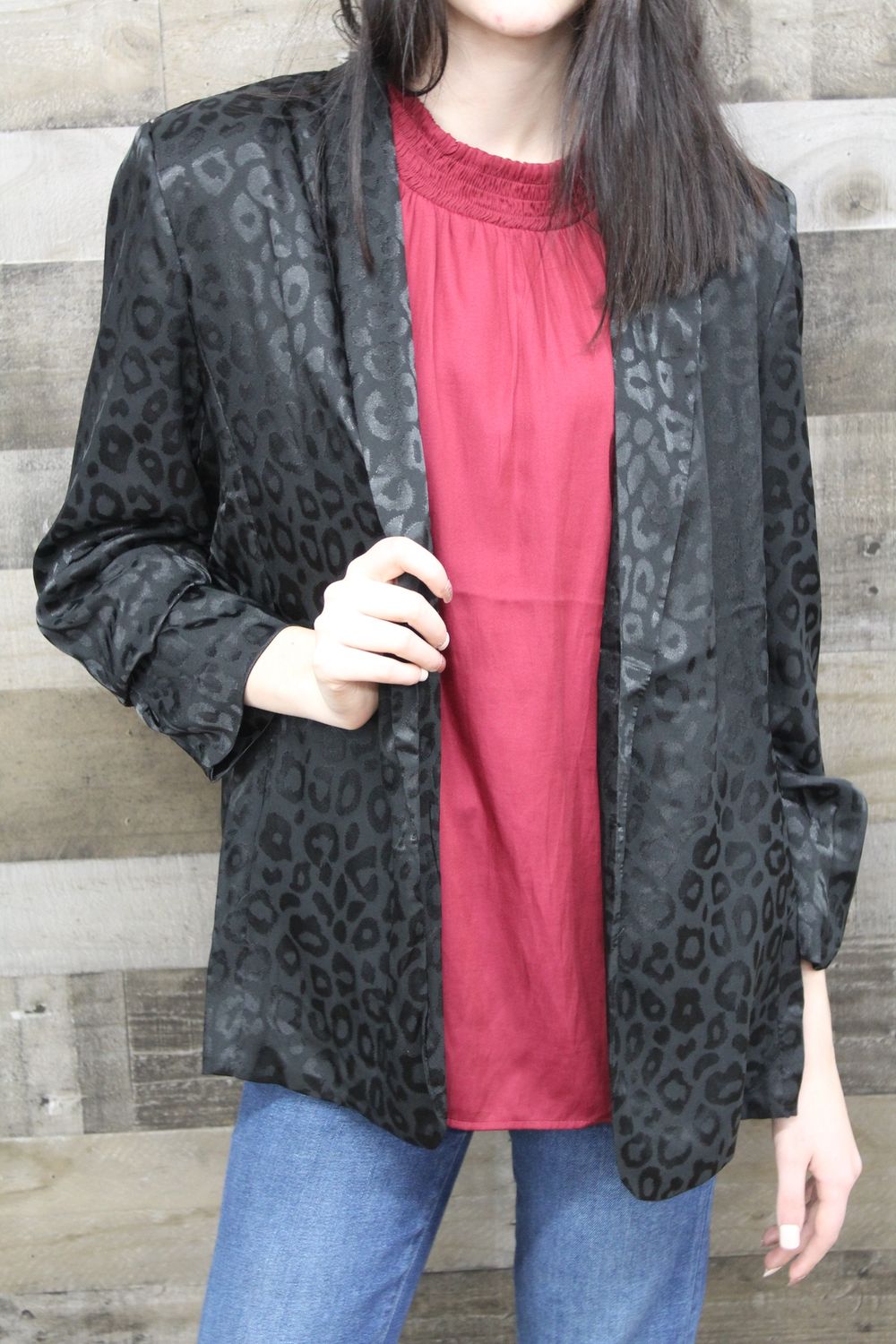 Animal Print Satin Blazer