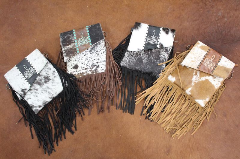 Cowhide Crossbody with Fringe-Assorted Colors!