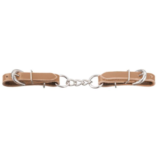 Leather 3 Link Curb Chain, Color: Light Oil