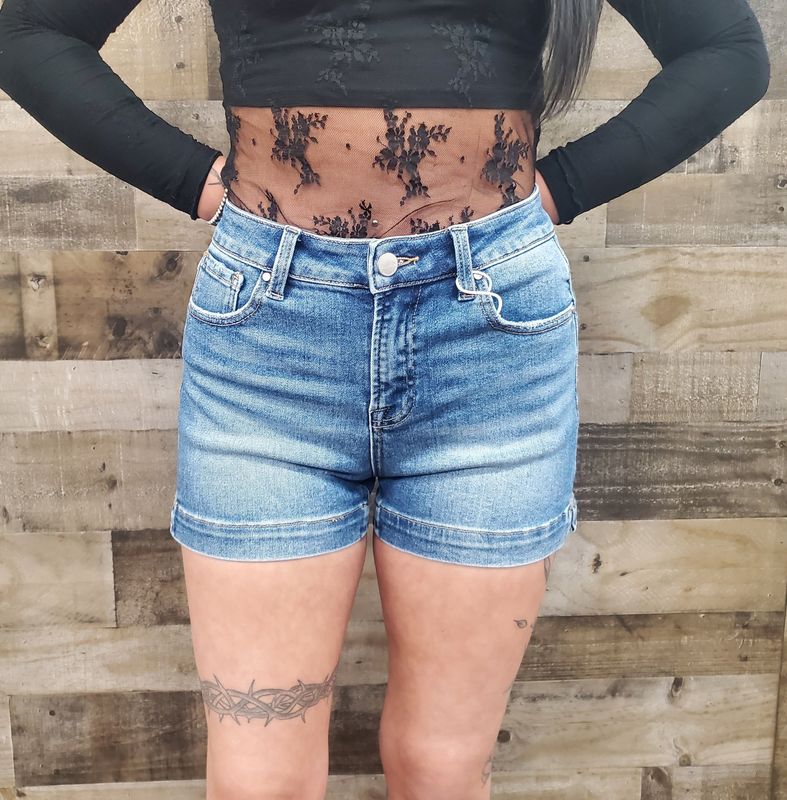 High Rise Side Slit Basic Shorts