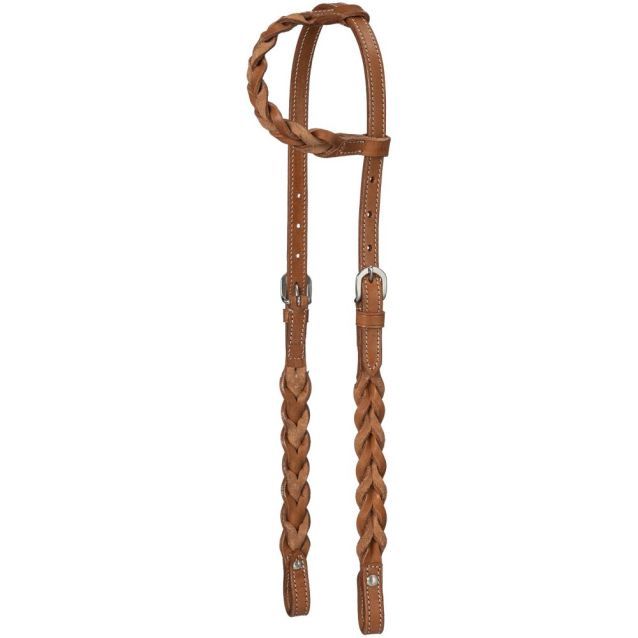 Royal King Braided Leather One Ear Headstall, Color: Light Oil
