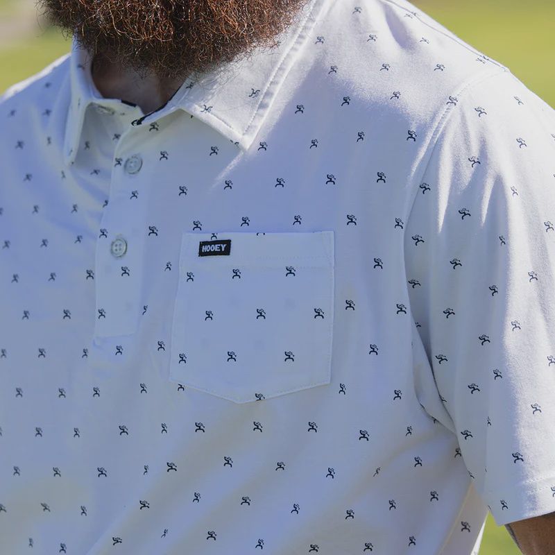&quot;Hot-Shot&quot; White w/Navy Hooey Logo Polo