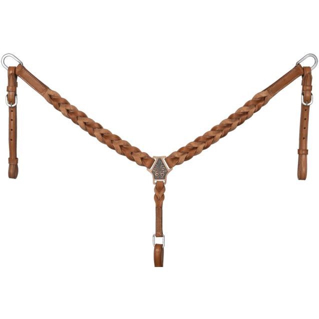 Royal King Braided Leather Breastcollar, Color: Light Oil