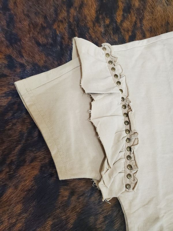 Studded Ruffle Sleeve Loose Fit T-Shirt